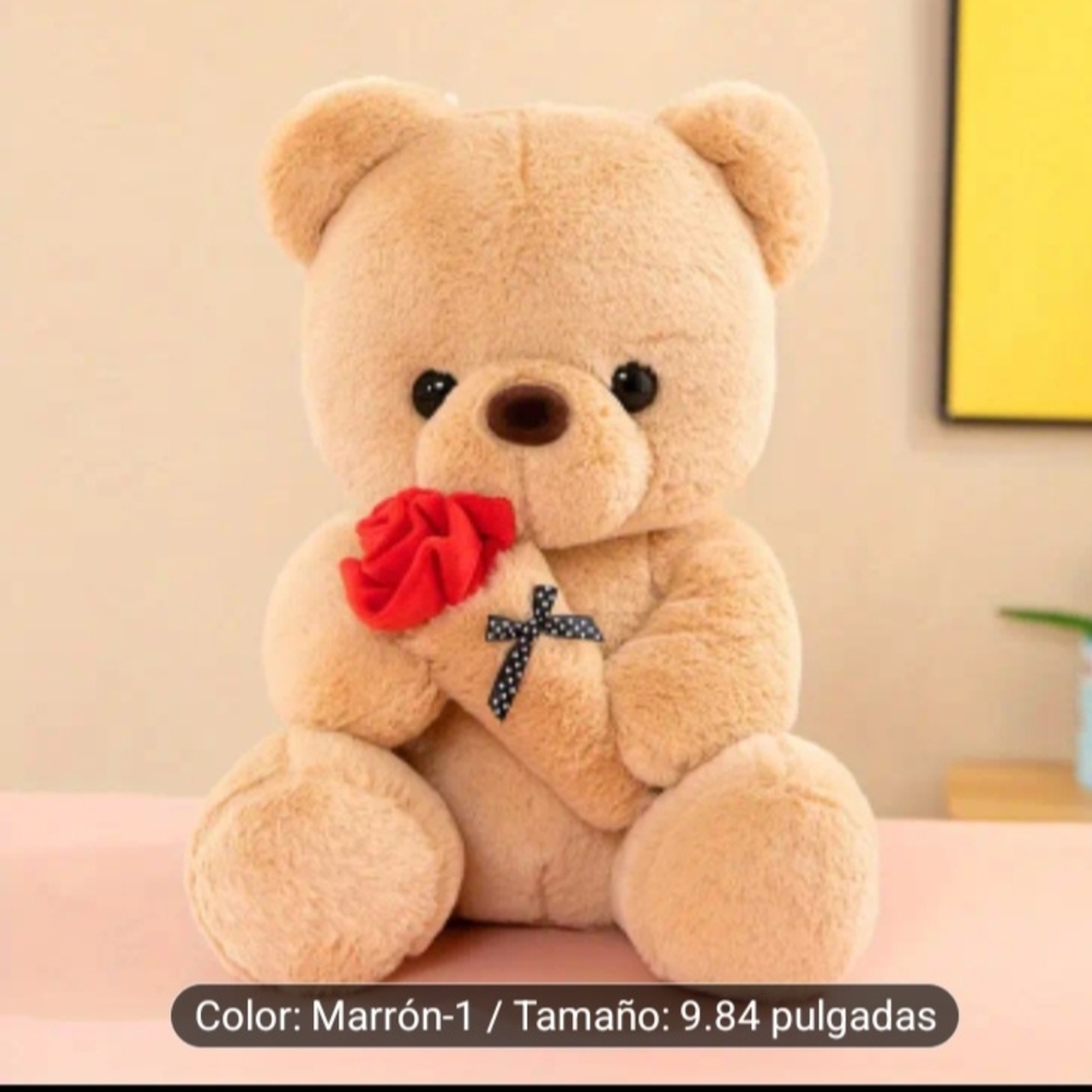 Charming Tan and Red Stuffed Teddy Bear with Rose